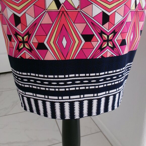 Laundry Shelli Segal Pucci Inspired Print Sheath Dress S Bright Pink Navy Blue - Picture 8 of 13
